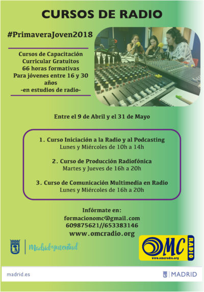 Cursos gratuitos de radio de la campaña “Primavera Joven 2018”