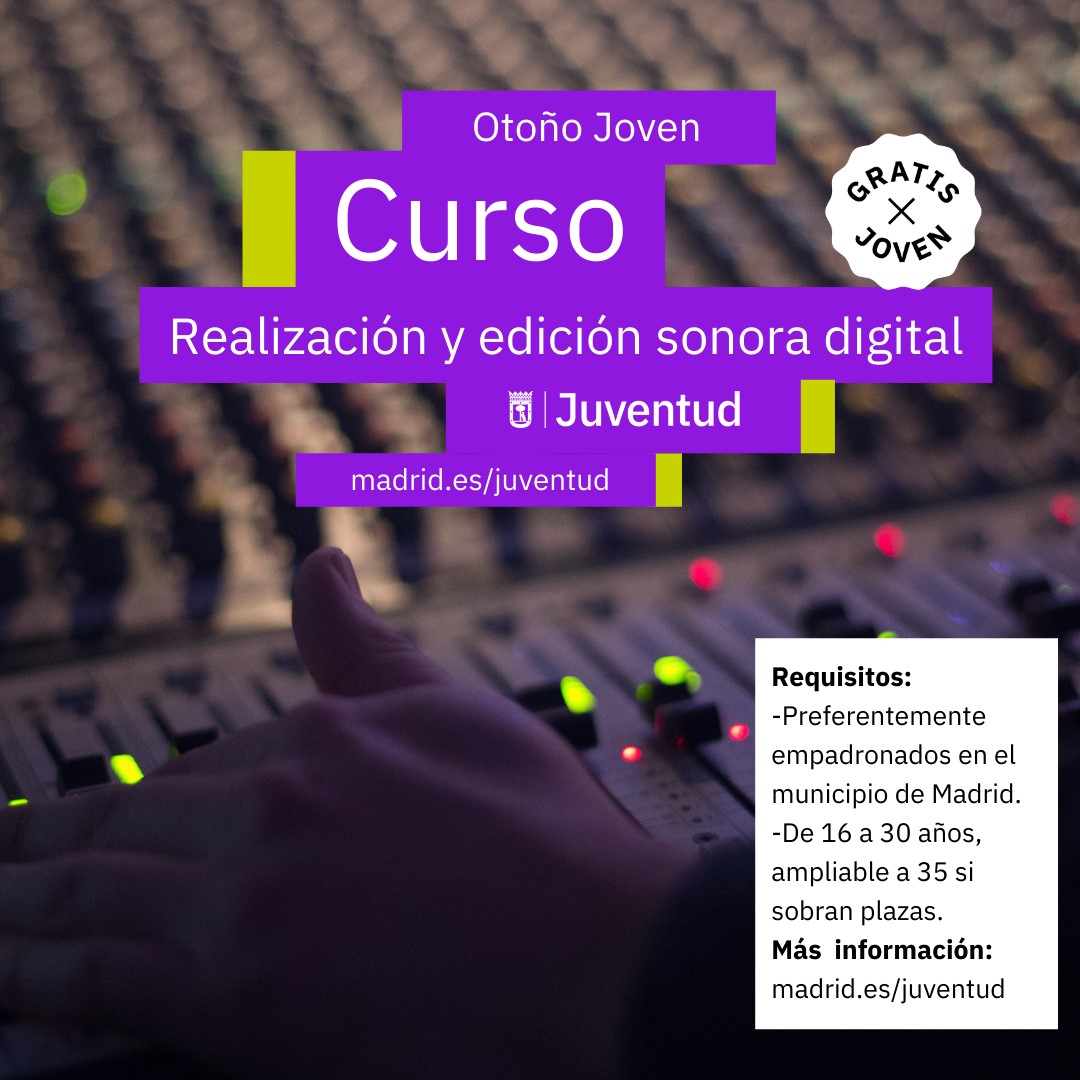 cartel curso técnicas de sonido madrid juventud 2022